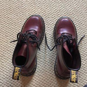 Maroon/ cherry matte Dr. Martens combat boots